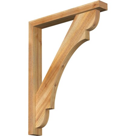 Ekena Millwork Olympic Block Rough Sawn Bracket w/ Offset Brace, Western Red Cedar, 4"W x 28"D x 36"H BKT0402X28X36OLY05RWR